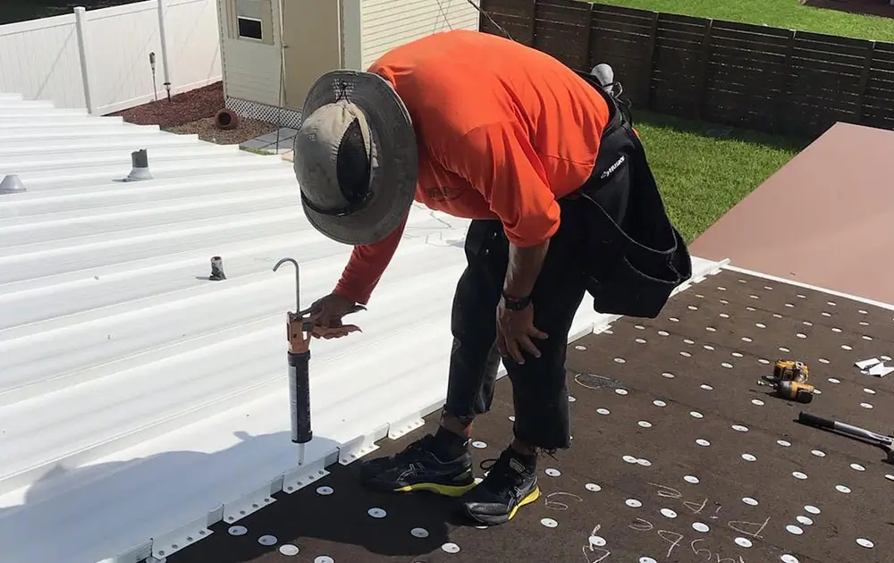 Roof replacement in progress