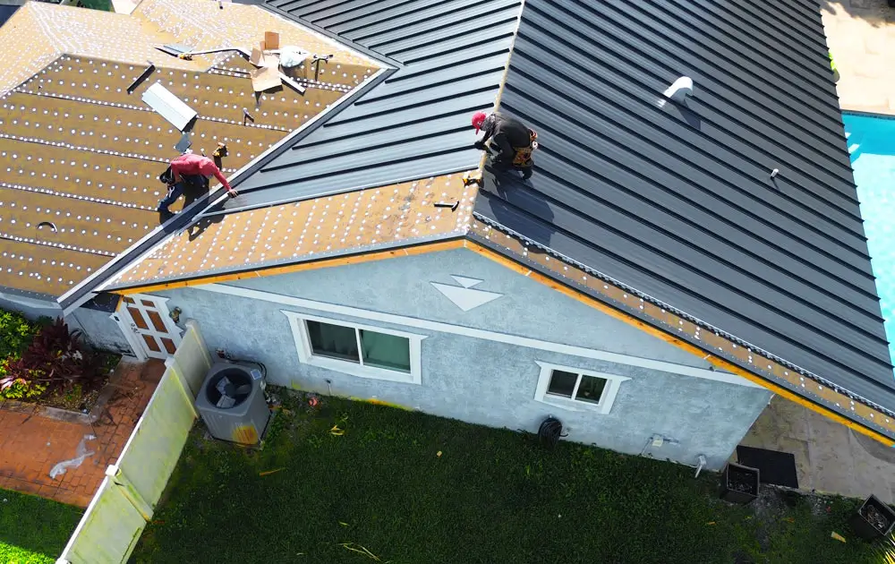 Commercial roof installation on a flat roof